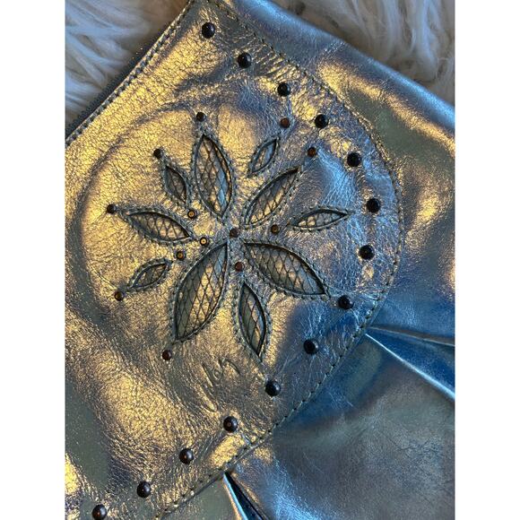 Velez Women's Weare Leather Gold Glitter Evening Tasseled Crossbody‎ Handbag - Picture 4 of 12